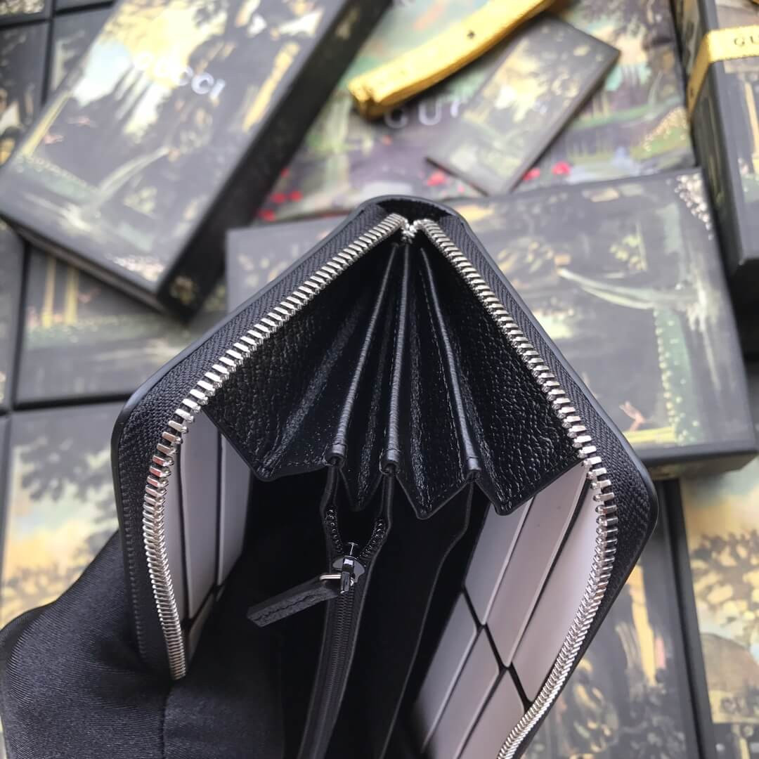 Gucci Leather Zip Around Wallet With Web 435298