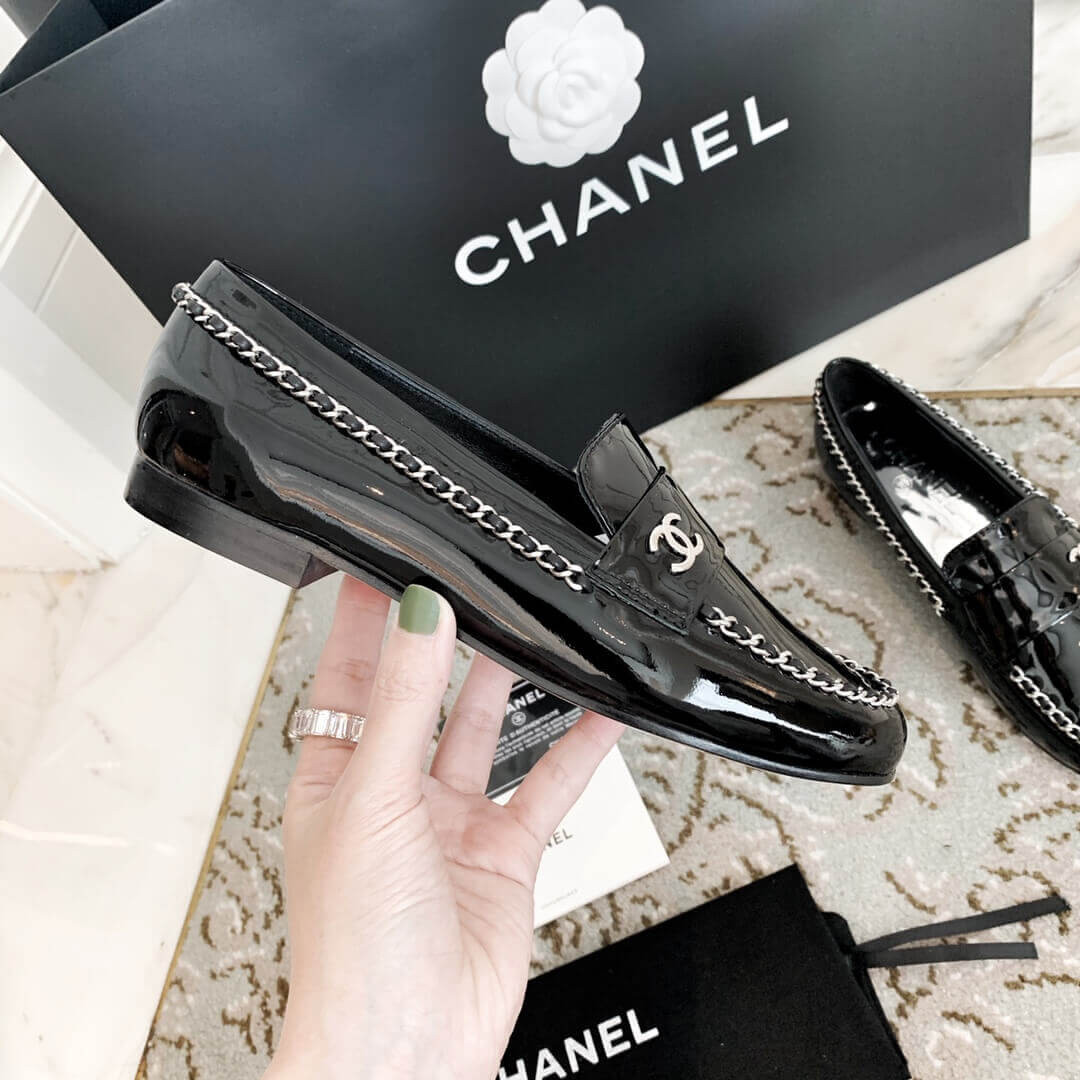 Chanel Patent Leather Chain Loafers G35631