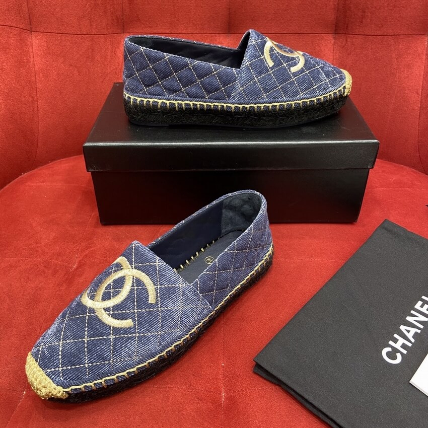 Chanel CC Logo Velvet Espadrilles G32910
