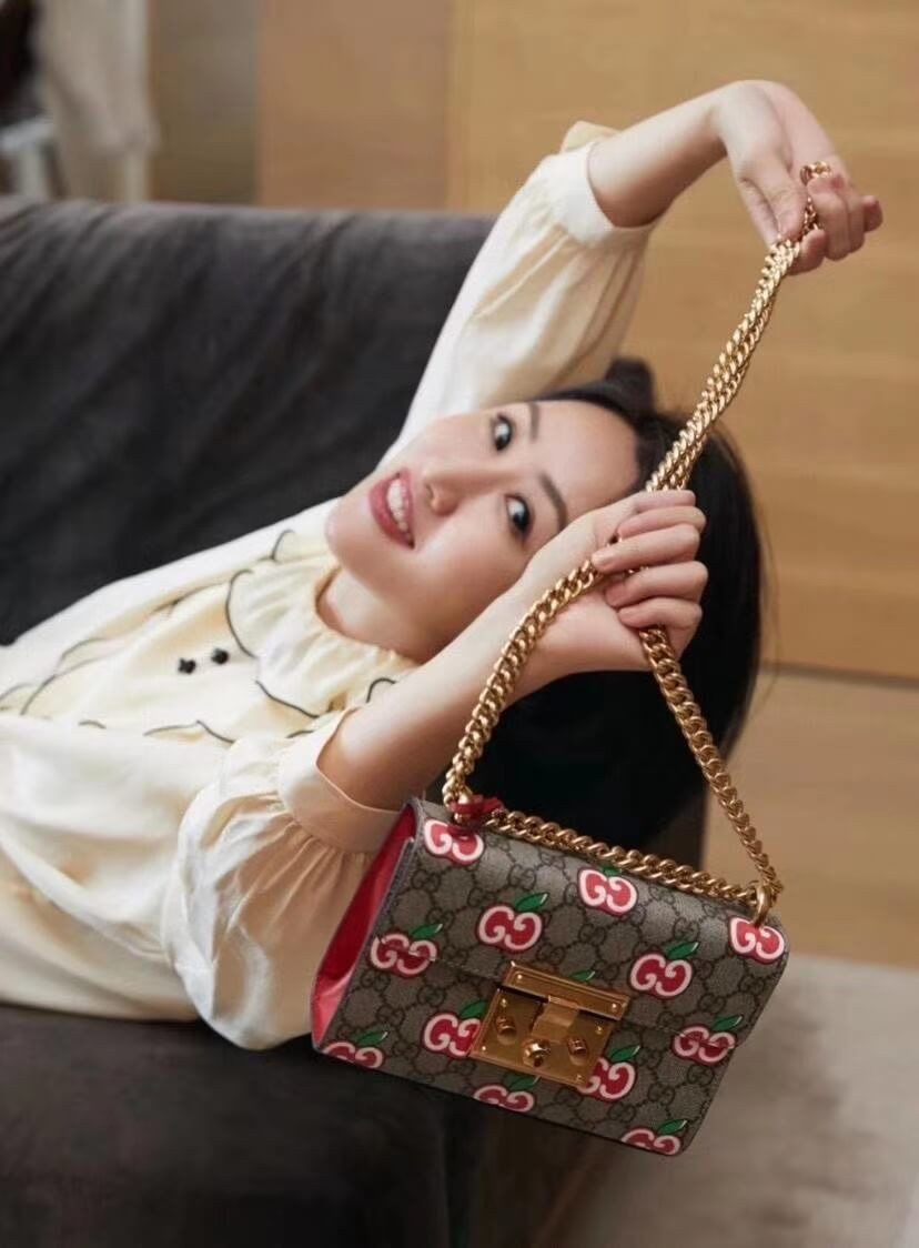 Gucci GG Apple Print Padlock Small Shoulder Bag 409487