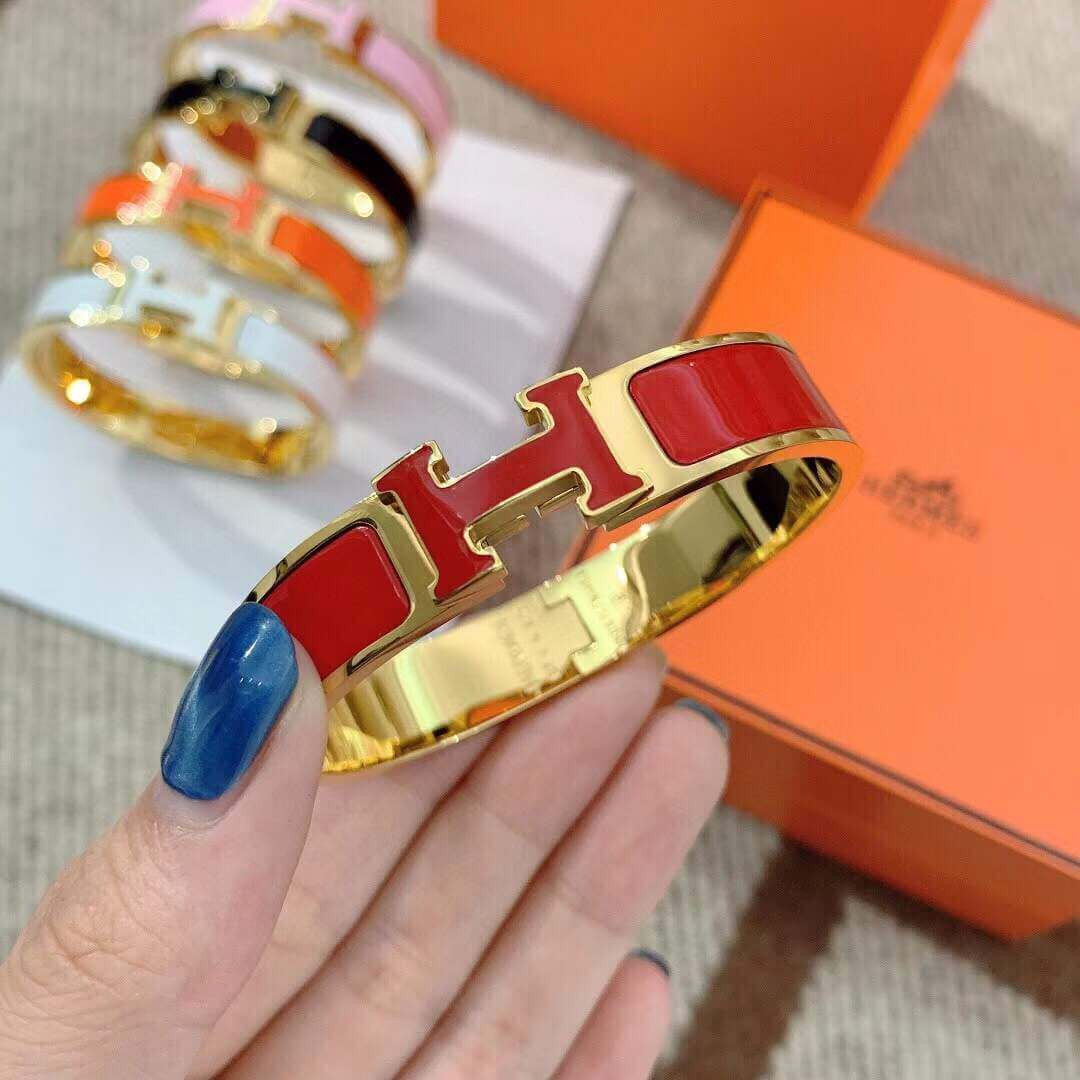 Hermes Narrow Clic Clac H Enamel Bracelet
