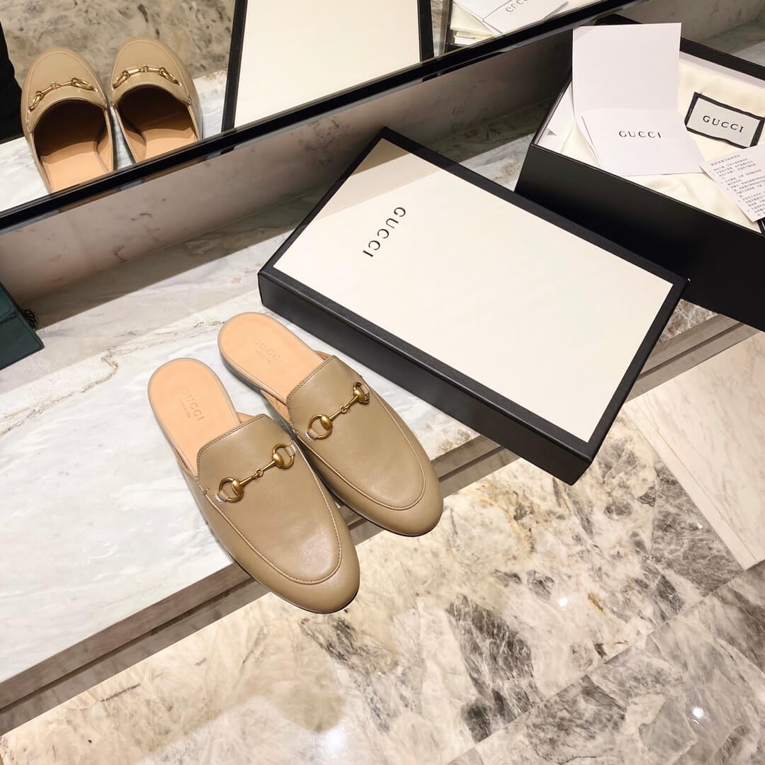 Gucci Princetown Leather Slipper 423513 Light Brown