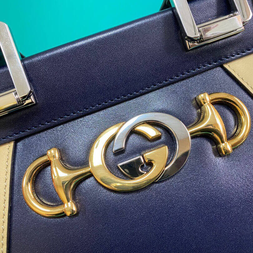 Gucci Zumi Smooth Leather  With Stripes Small Top Handle Bag 569712