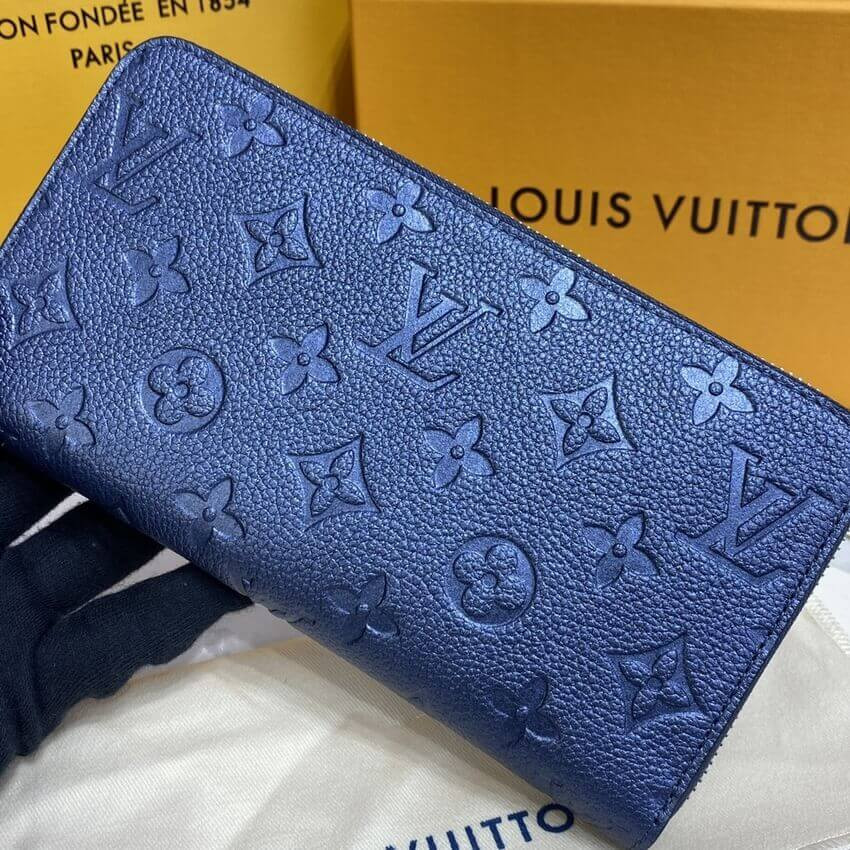 Louis Vuitton Monogram Empreinte Leather Zippy Wallet M80958 Navy Nacre