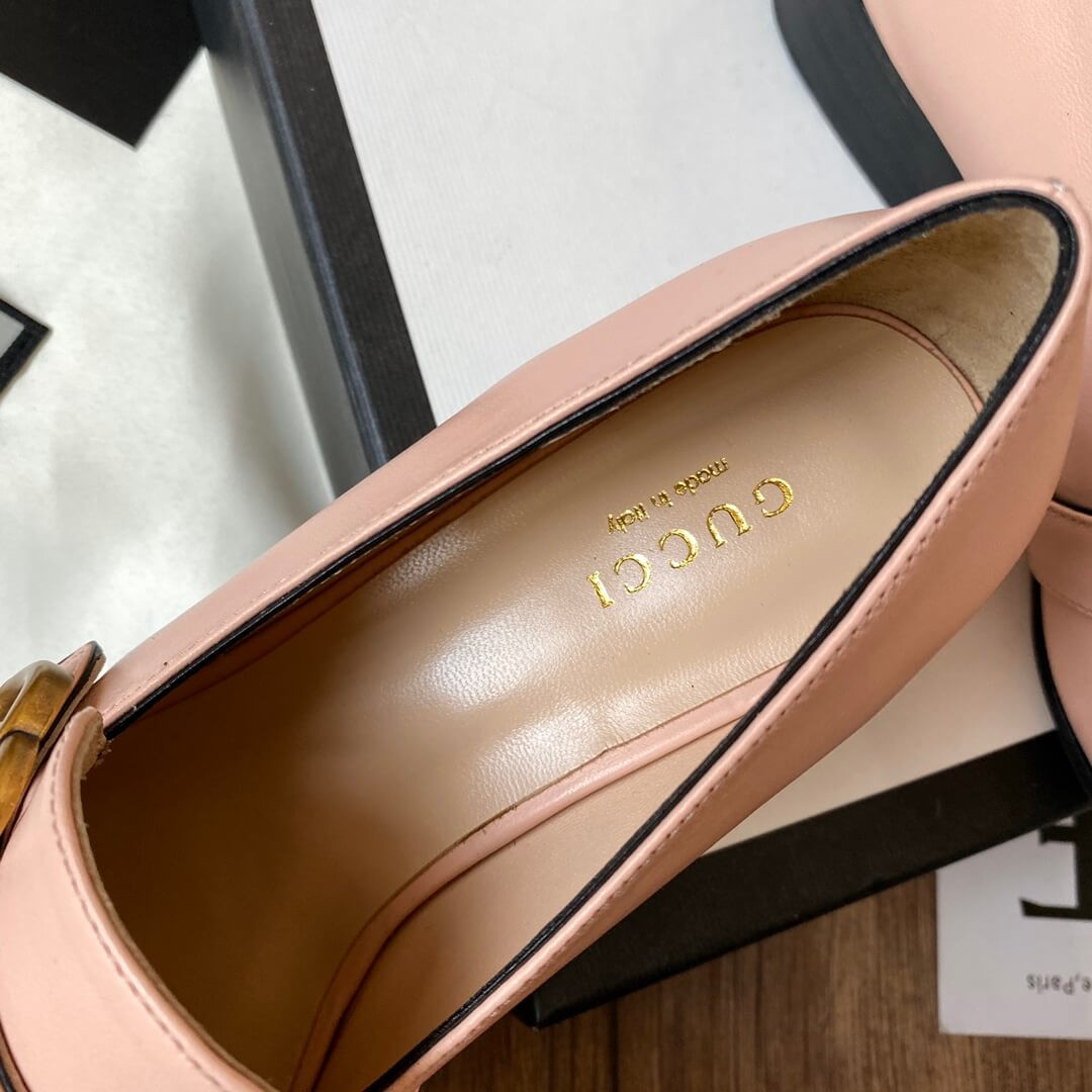 Gucci Leather Loafer with Double G 602496 Pink