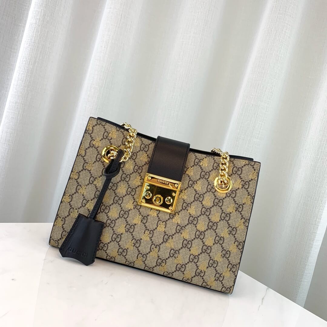 Gucci Padlock Small GG Bees Shoulder Bag 498156