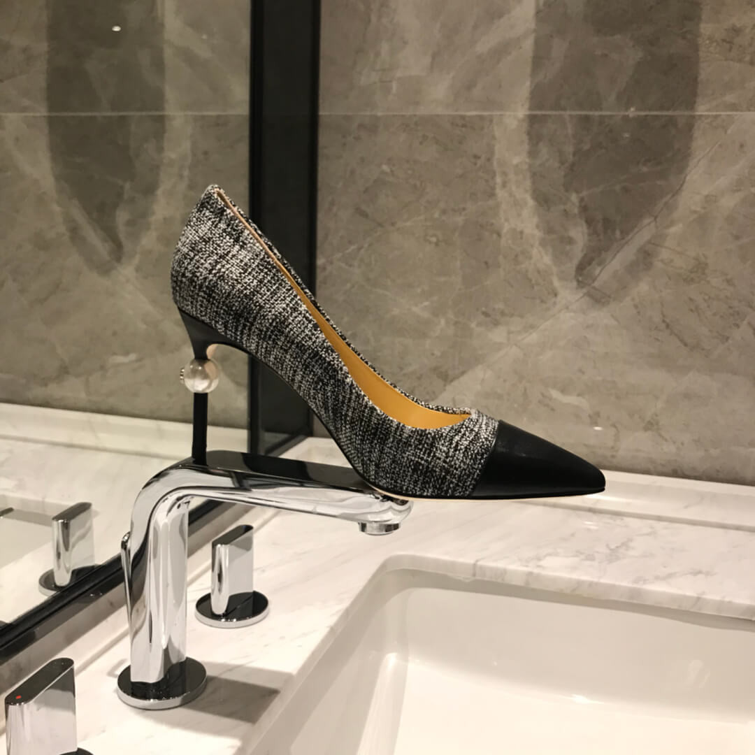 Chanel Tweed Pearl Heel Pumps G178144