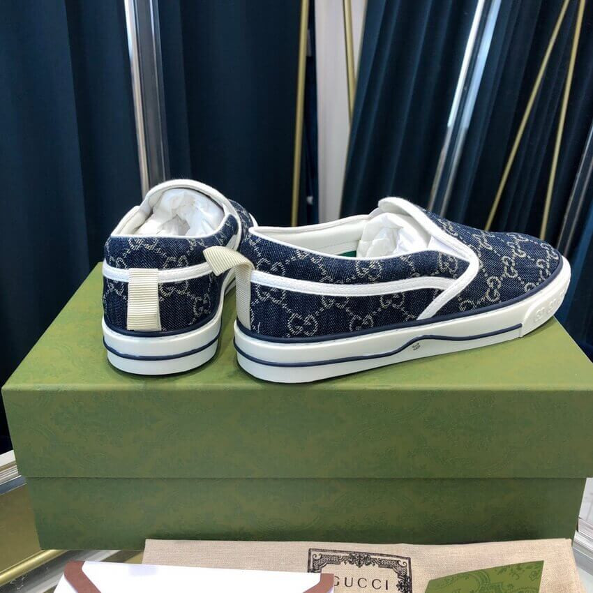 Gucci Tennis 1977 Blue Denim Slip-On Sneaker 643489