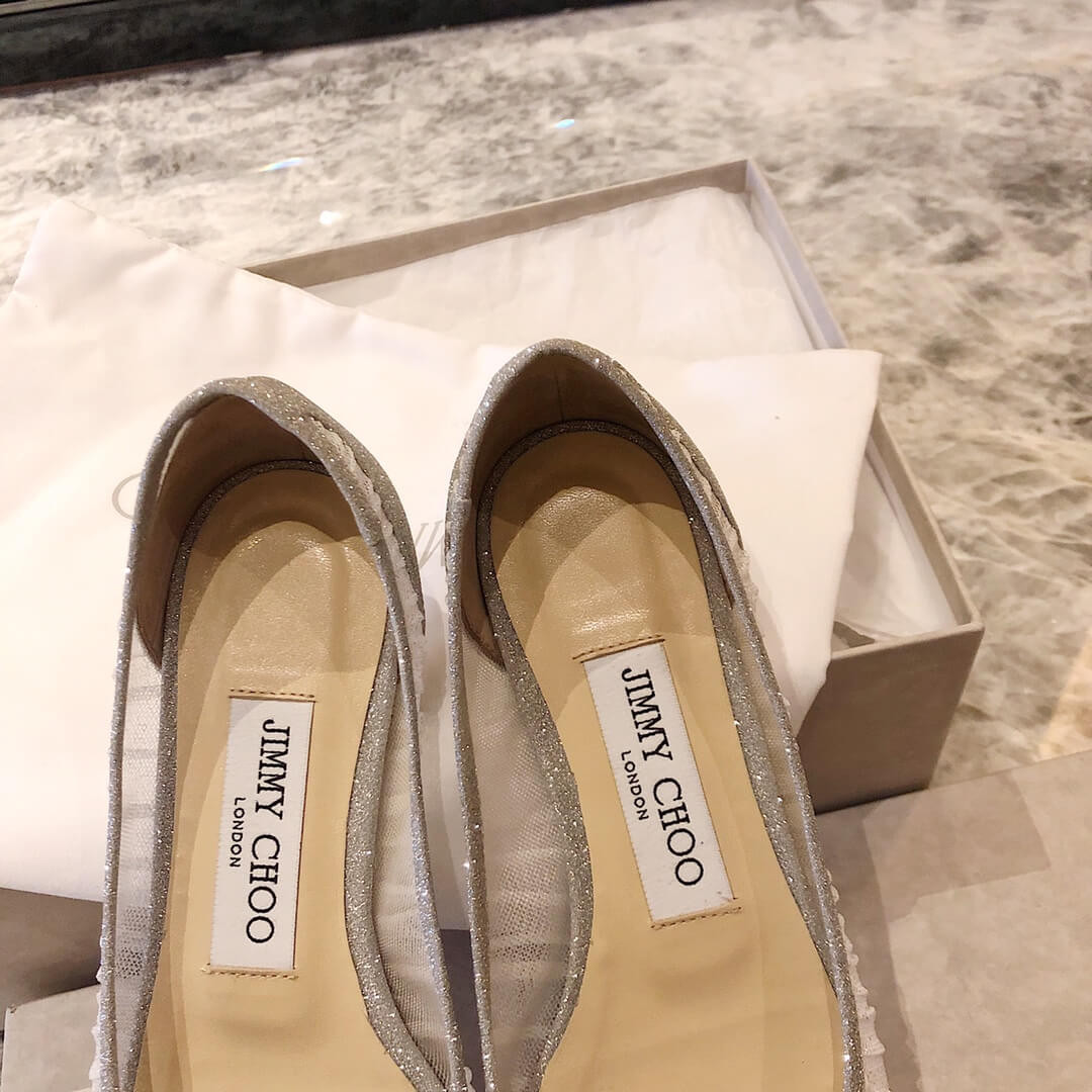 Jimmy Choo Flats Glitter Tulle Stiletto Pumps 513800