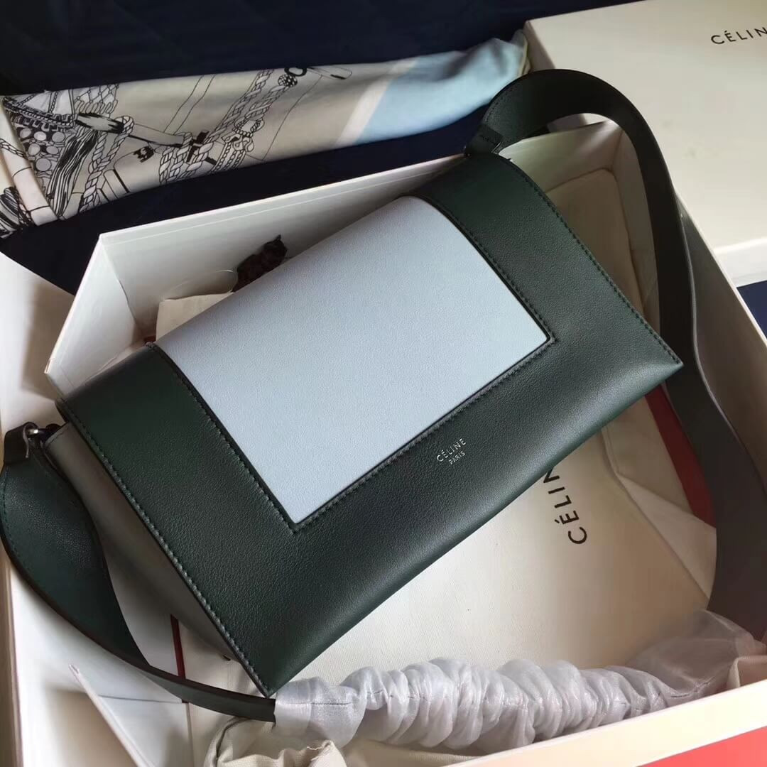 Celine Frame Medium Shoulder Bag 180263 Dark Green/Light Green