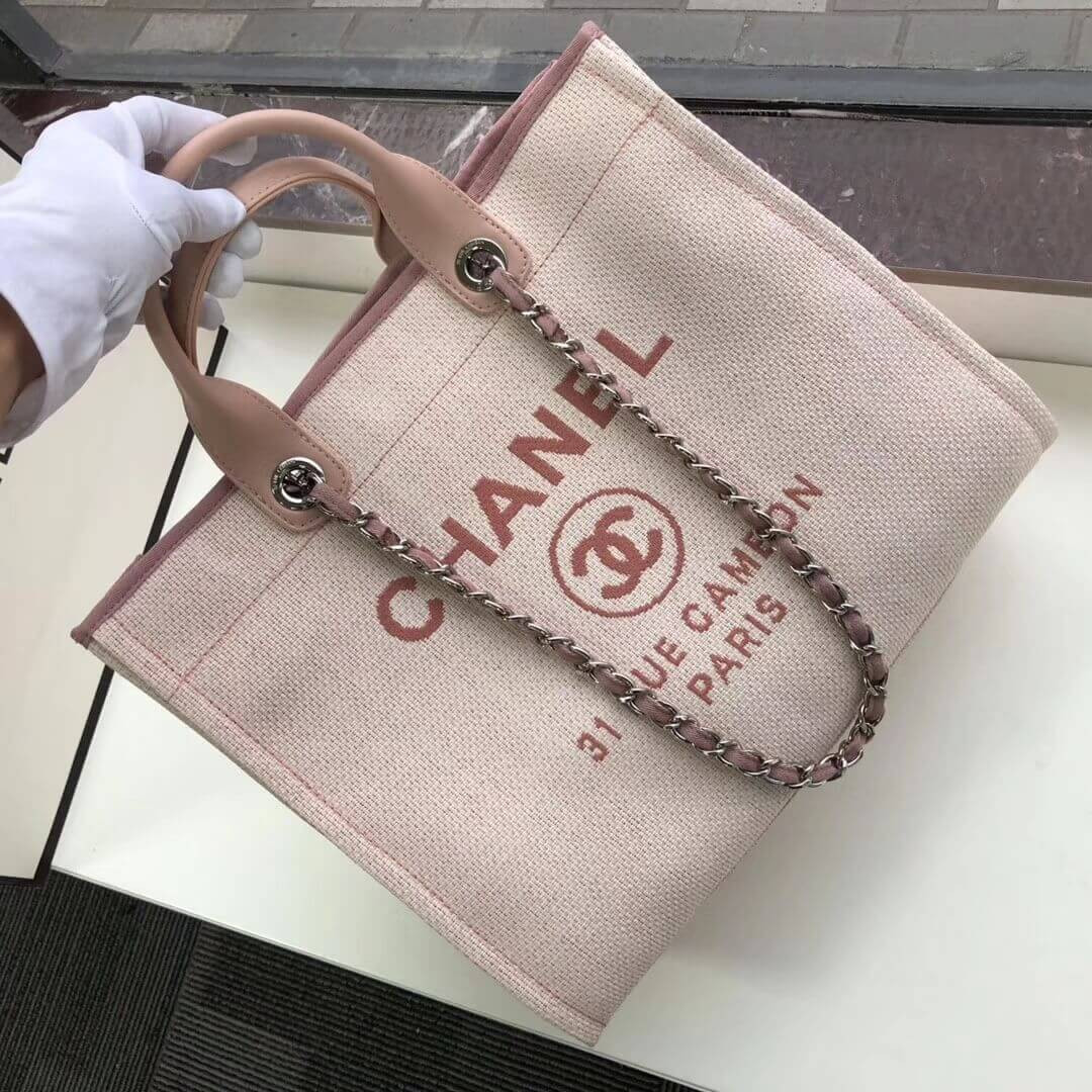 Chanel Deauville Tote 38cm Canvas Bag A66941 Bubblegum Pink