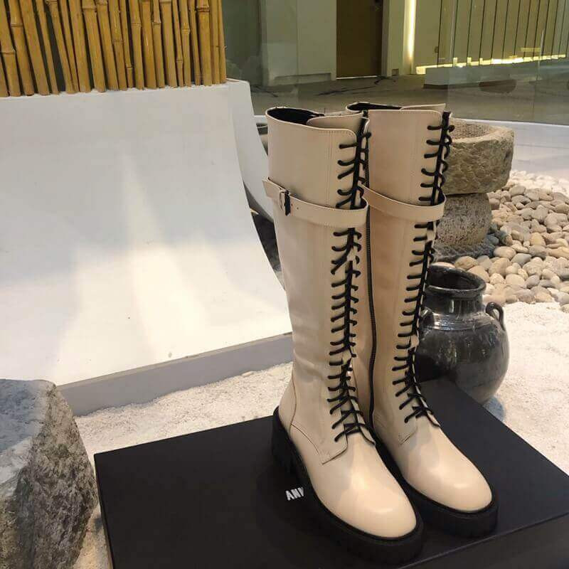 Ann Demeulemeester Calfskin Tall Lace-Up Boots A141