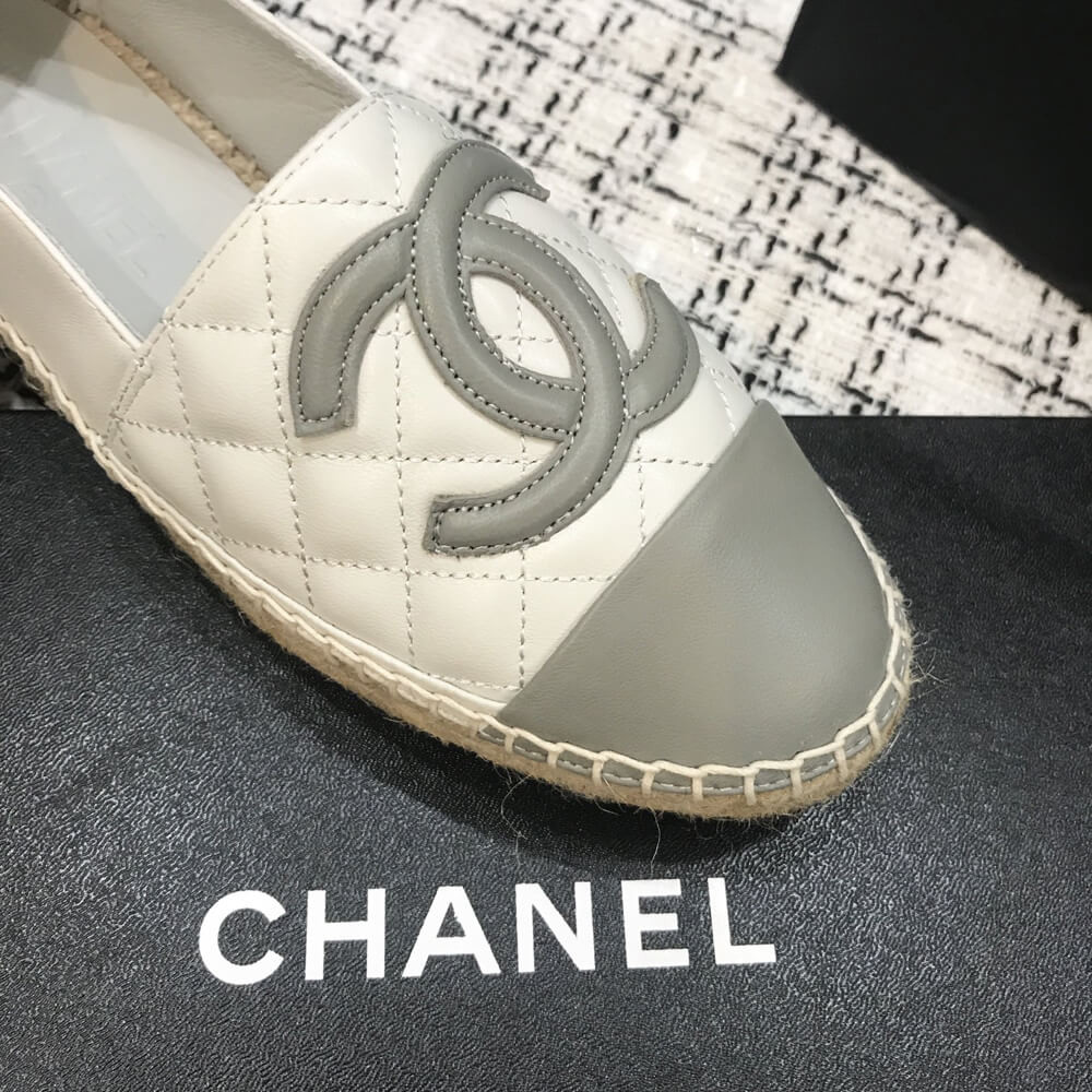 Chanel CC Quilted Espadrilles G29762 White/Grey