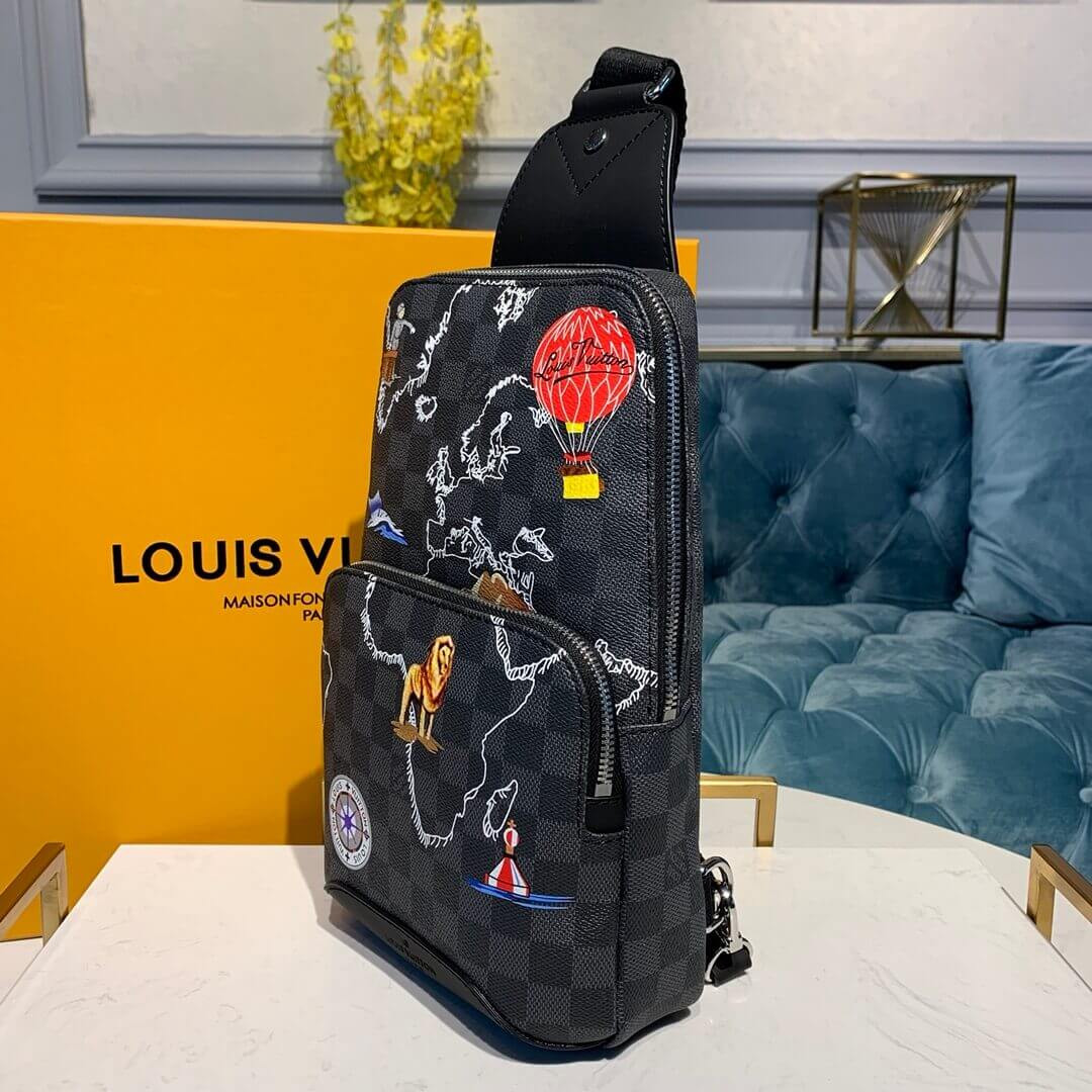 Louis Vuitton World-Map Print Avenue Sling Bag N40237