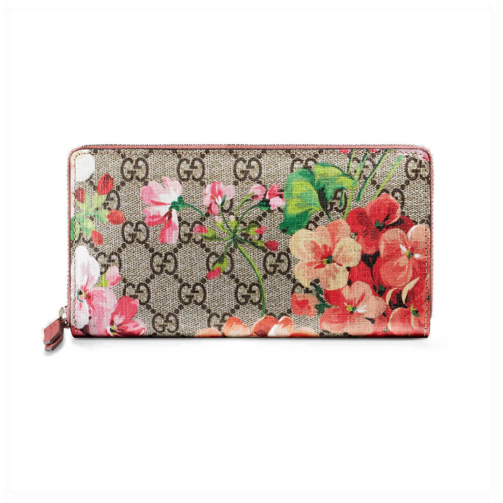 Gucci GG Blooms Supreme Zip Around Wallet 404071 Red