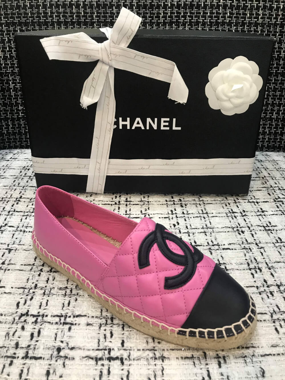 Chanel CC Quilted Espadrilles G29762 Pink/Black