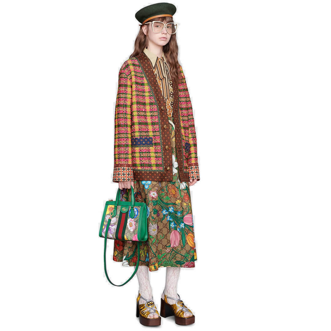 Gucci GG Flora Print Jersey Skirt 609954