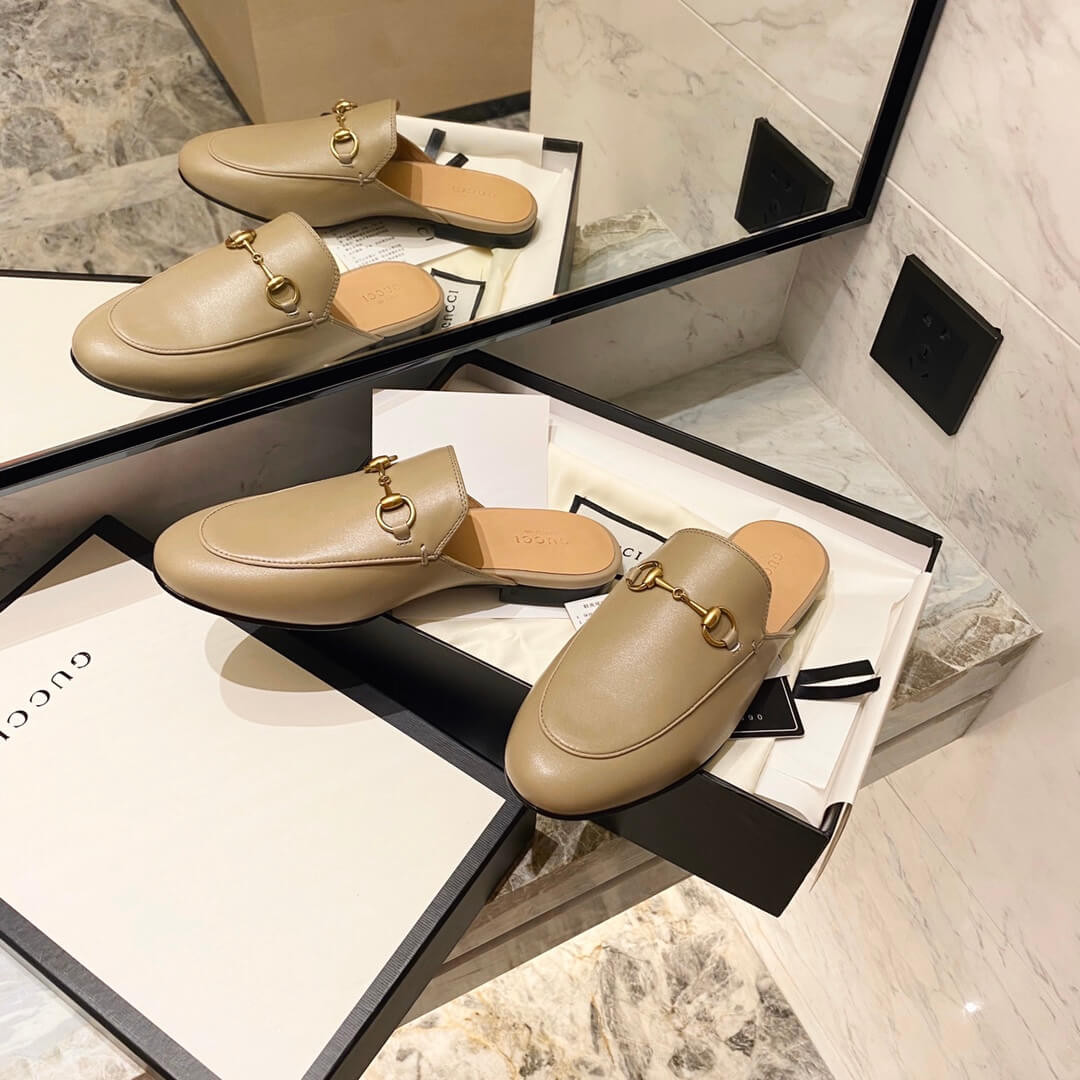 Gucci Princetown Leather Slipper 423513 Light Brown