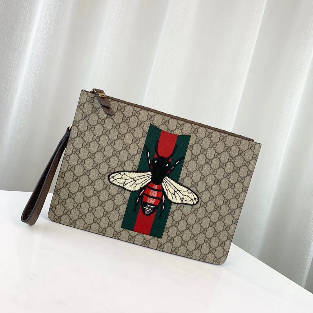 Gucci Portfolio GG Supreme Bee Pouch 433665