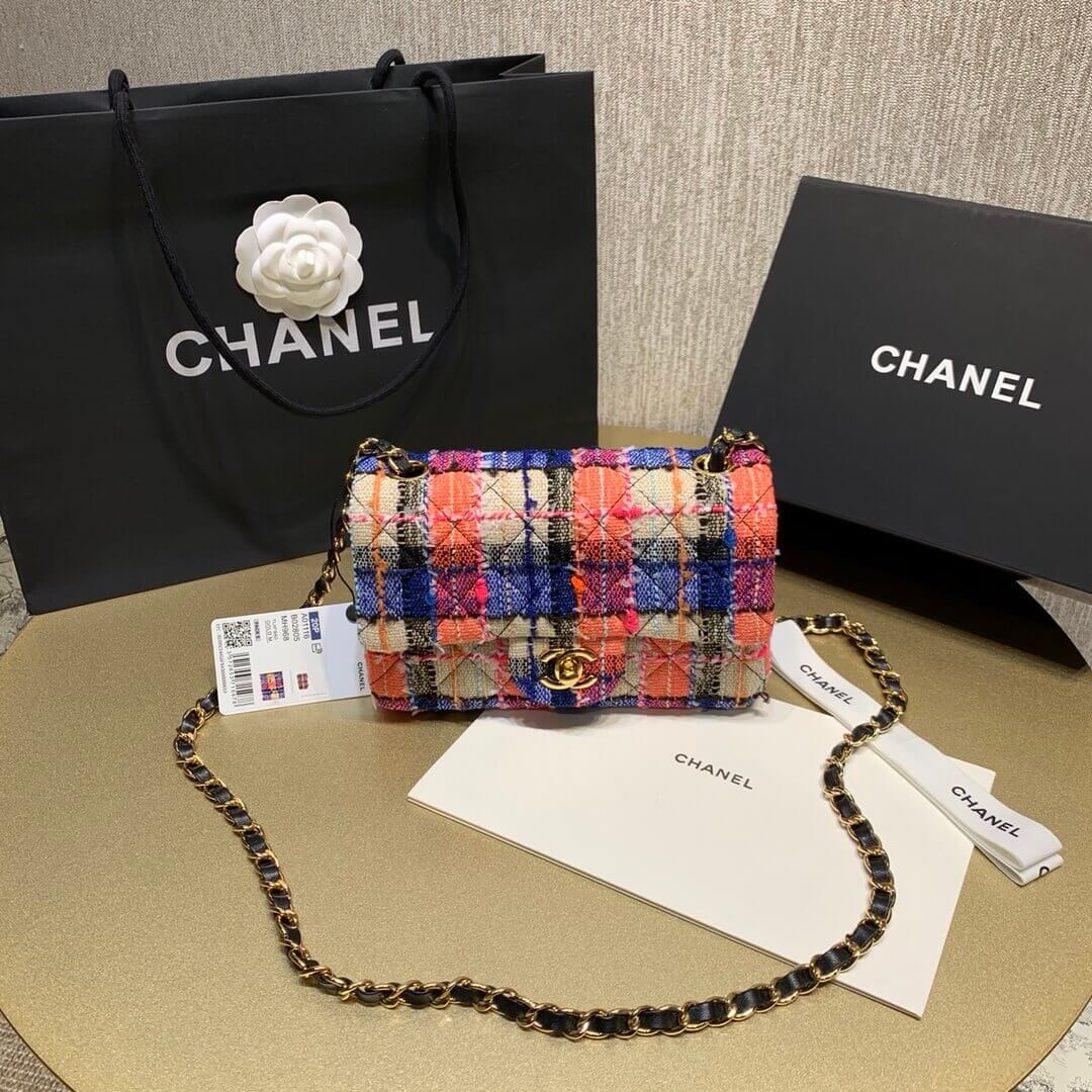 Chanel Tweed 20cm Classic Flap Bag A01116 Multicolor