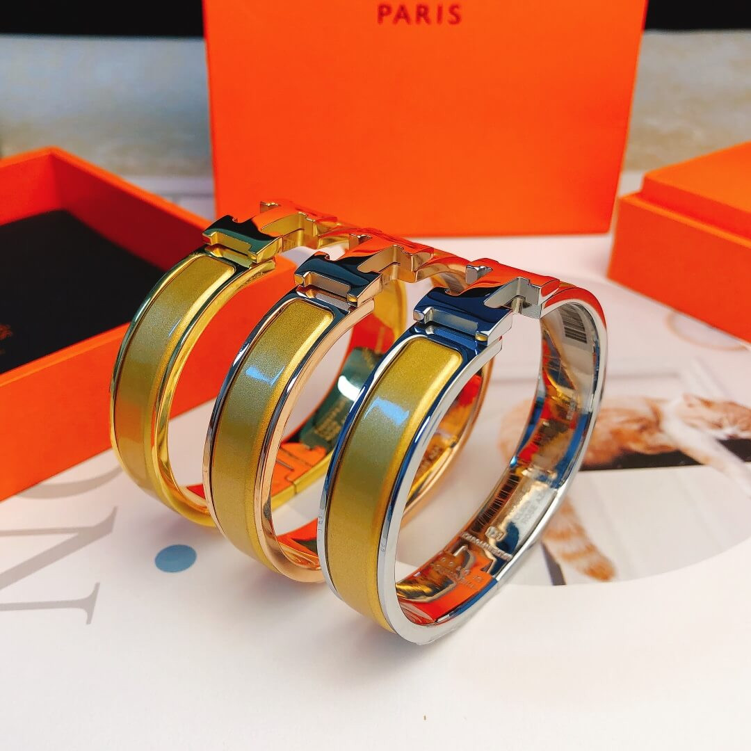 Hermes Narrow Clic H Bracelet In Yellow