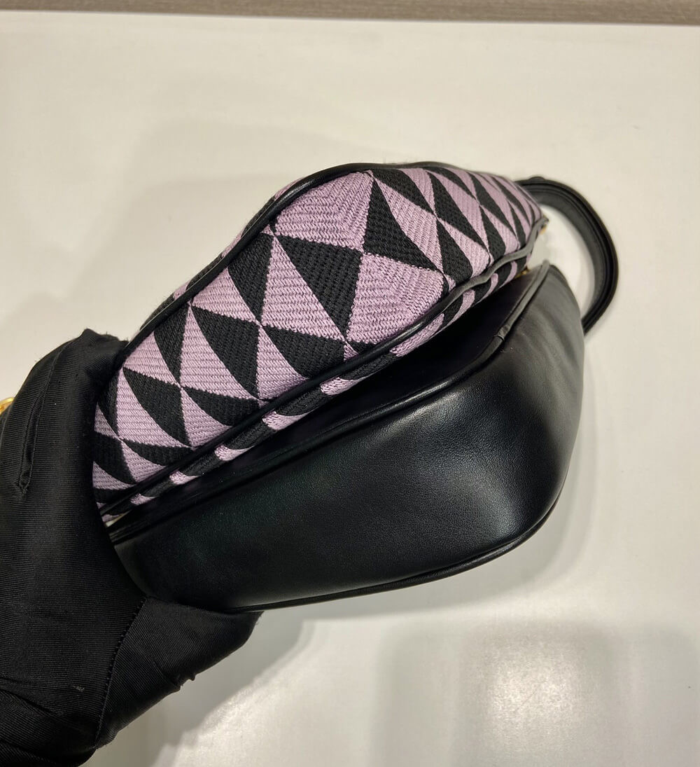 Prada Symbole Leather and Fabric Mini Bag 1BC176 Black/Alabaster White