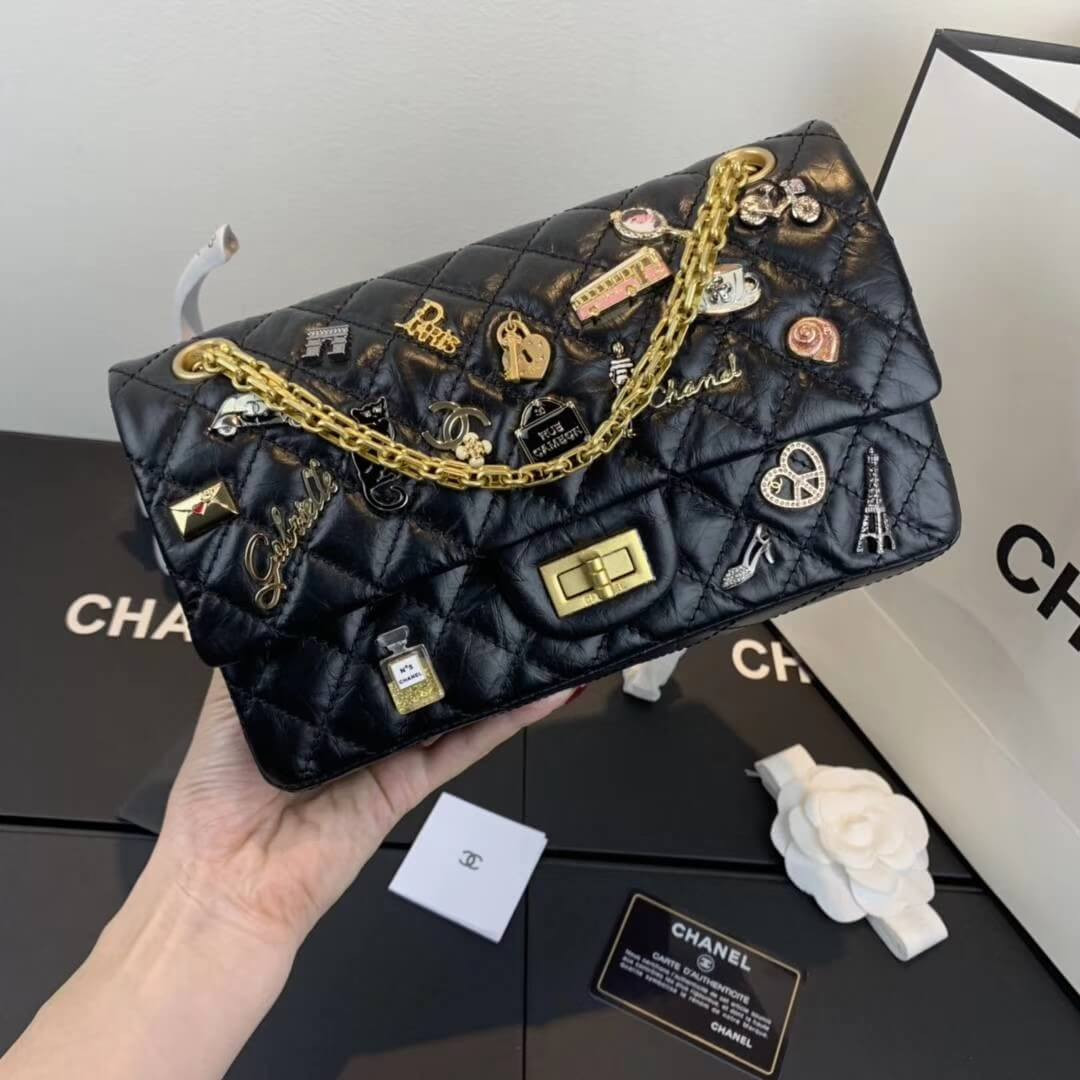 Chanel Aged Calfskin Lucky Charms 2.55 Flap Bag A01112