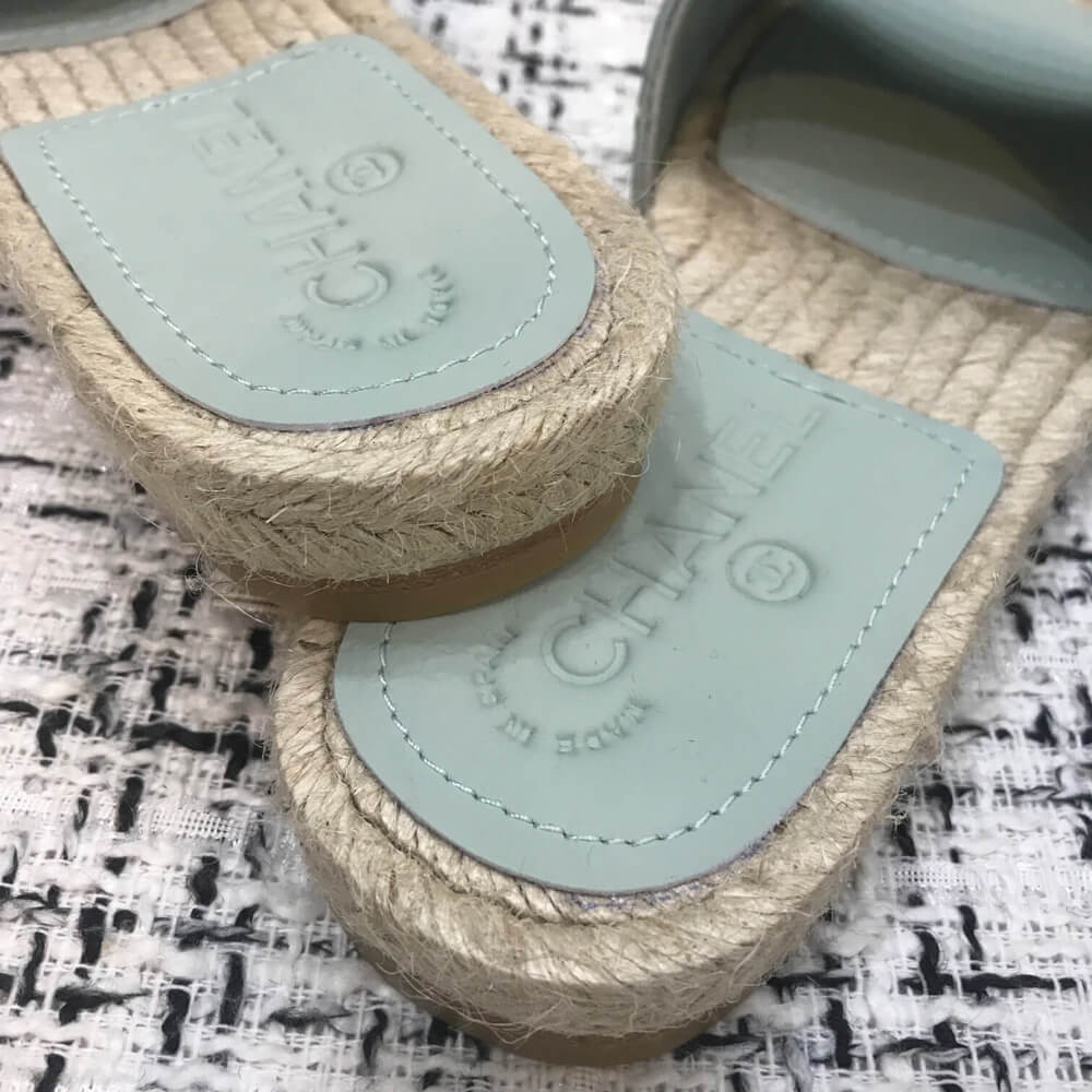 Chanel CC Quilted Mules G35604 Light Blue/Blue