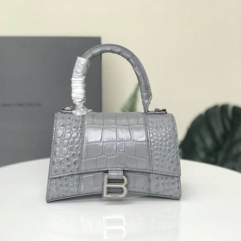 Balenciaga Hourglass XS Croc-Effect Leather Tote