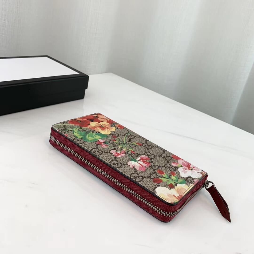 Gucci GG Blooms Supreme Zip Around Wallet 404071 Red