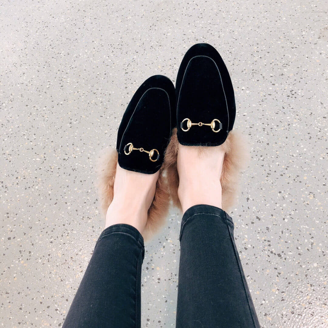 Gucci Princetown Velvet Slipper 397749