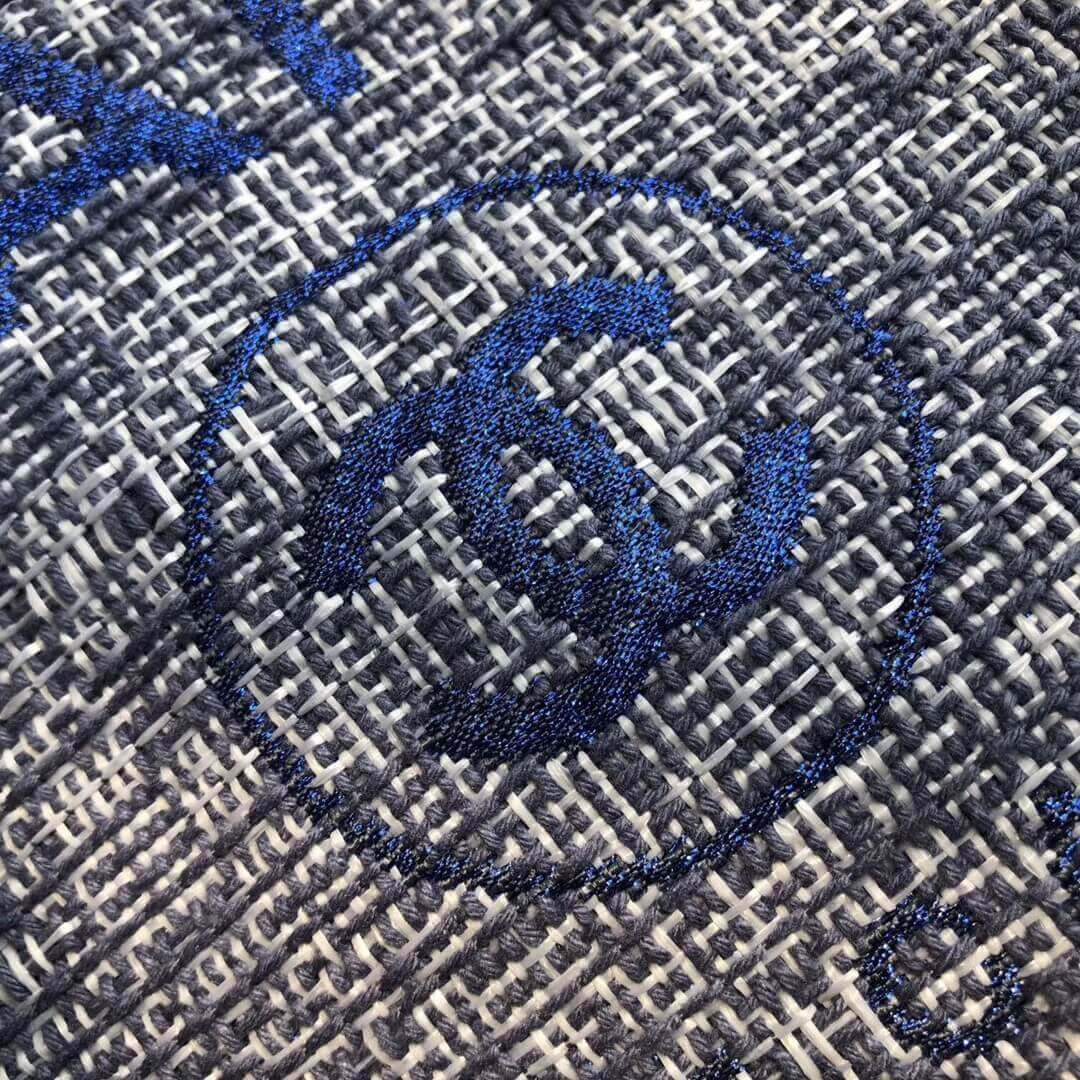 Chanel Deauville Tote 38cm Canvas Bag A66941 Blue Jacquard