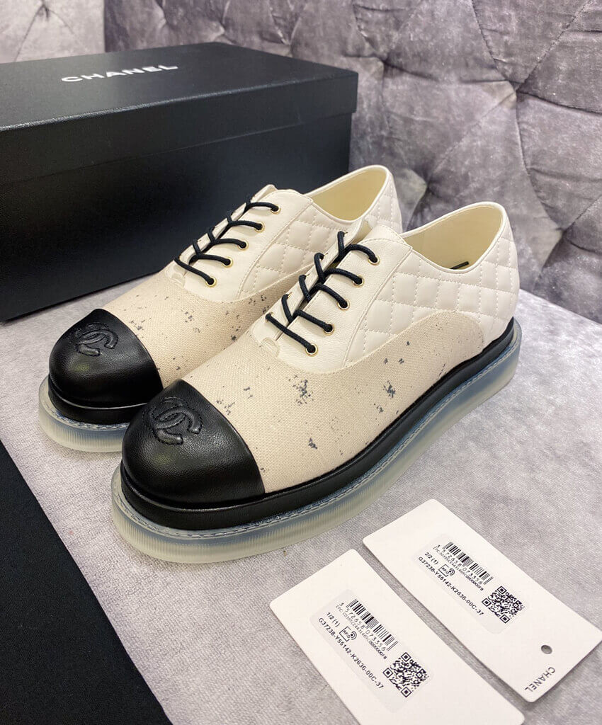 Chanel Calfskin Lace-Ups G37238 White