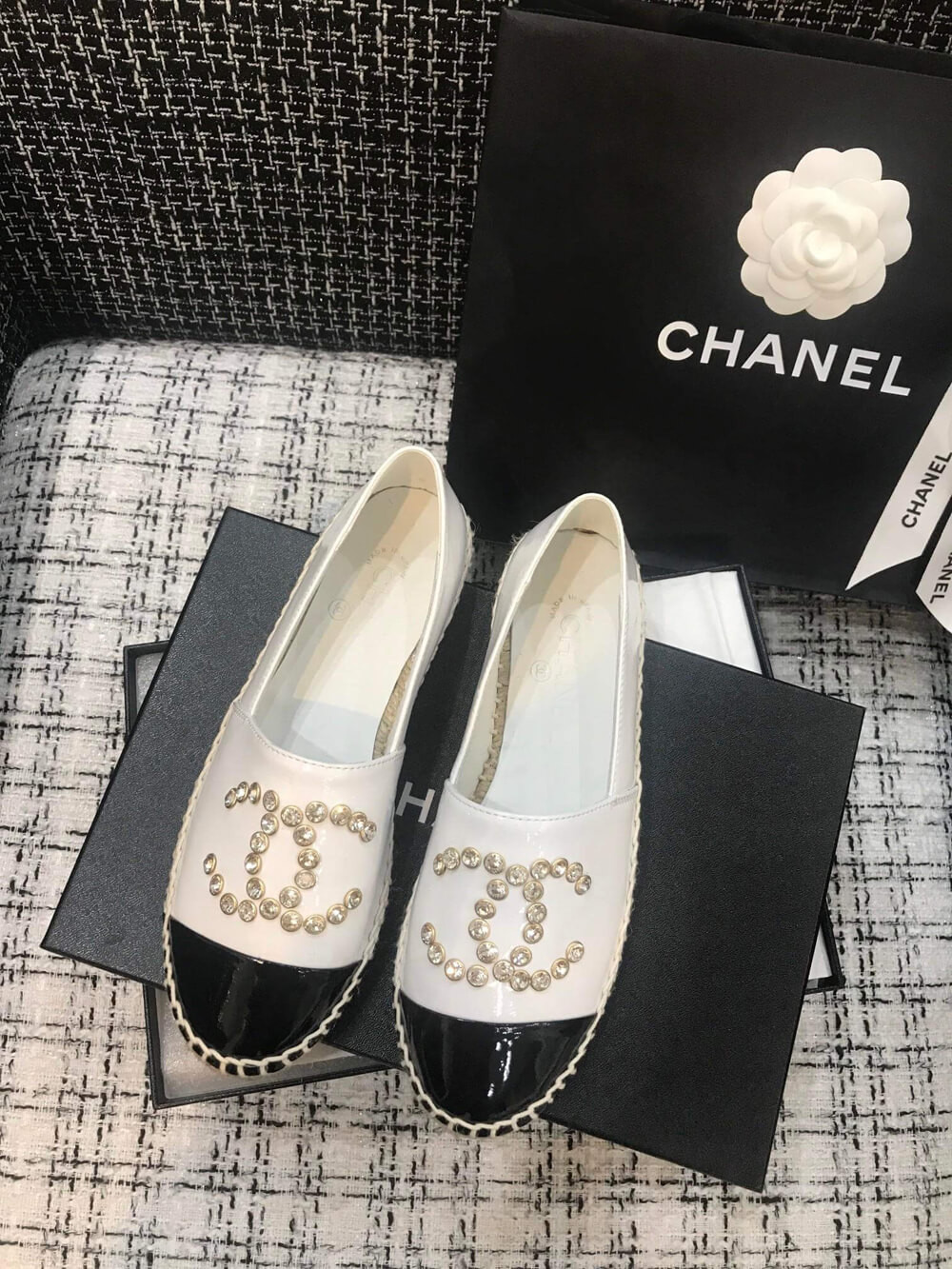 Chanel Patent Calfskin & Metallic Goatskin Espadrilles G29761