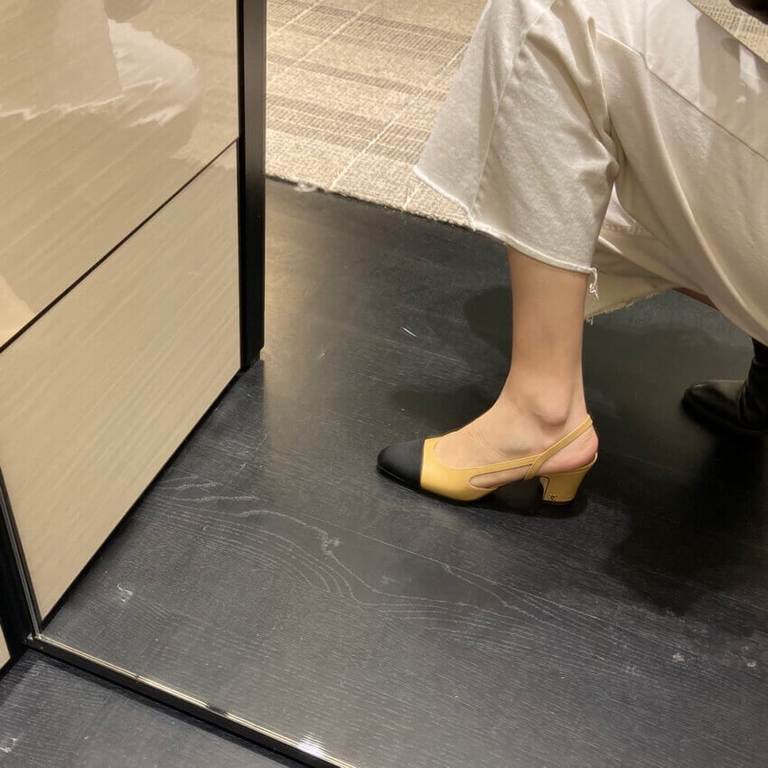 Chanel Goatskin & Grosgrain Slingbacks Beige G31318