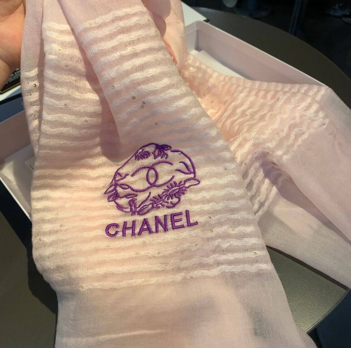 Chanel Cashmere CC Scarf A0340