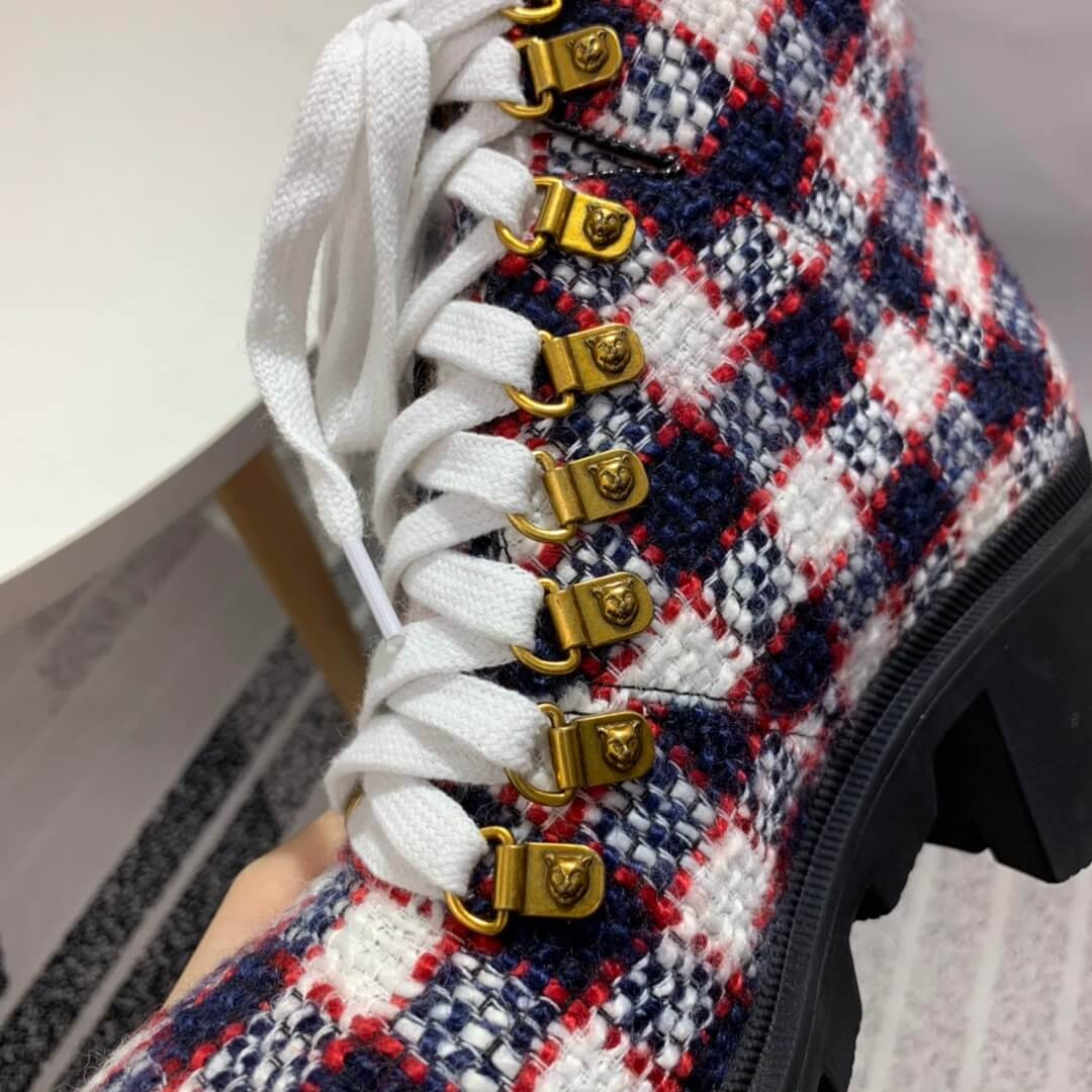 Gucci Check Tweed Ankle Boot 578585