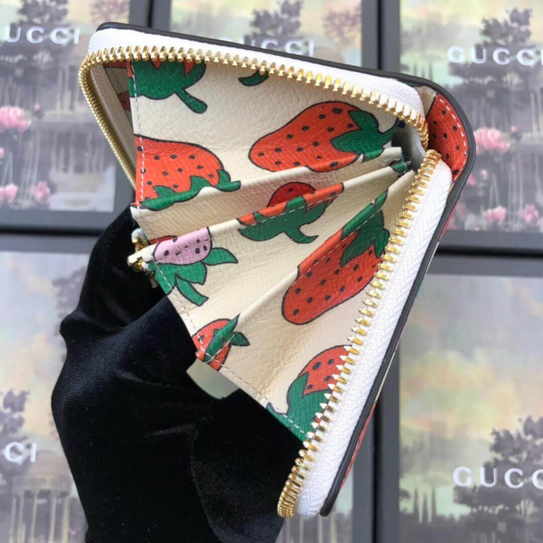 Gucci Zumi Strawberry Print Zip Around Wallet 570661