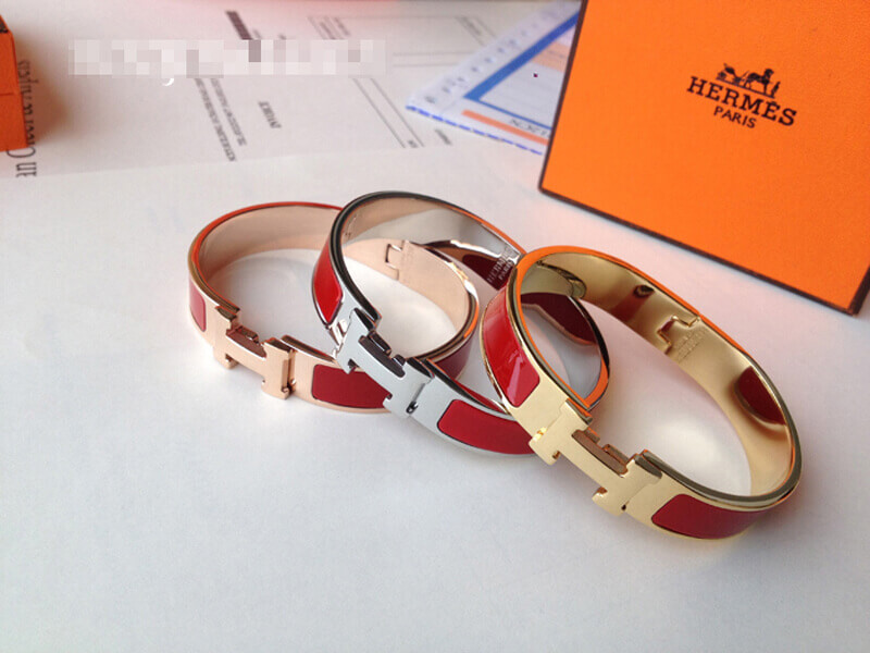 Hermes Narrow Clic H Bracelet In Red