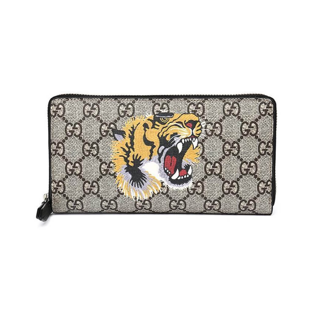 Gucci Angry Tiger Print GG Supreme Zip Around Wallet 451273