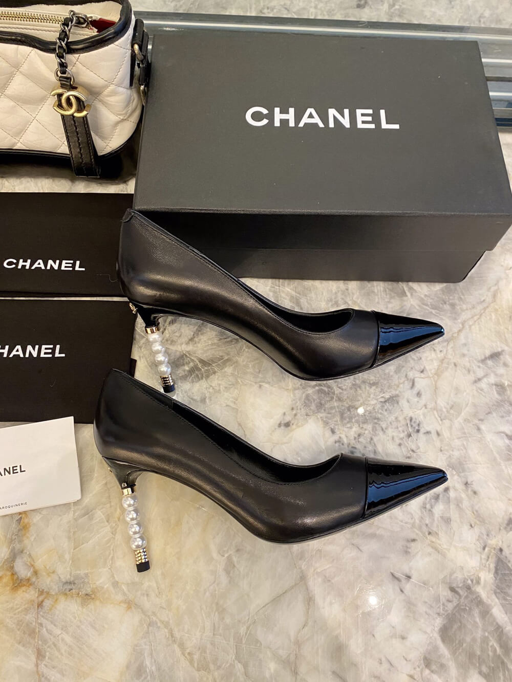 Chanel Lambskin & Grosgrain 8.5cm Heel Pumps G35536