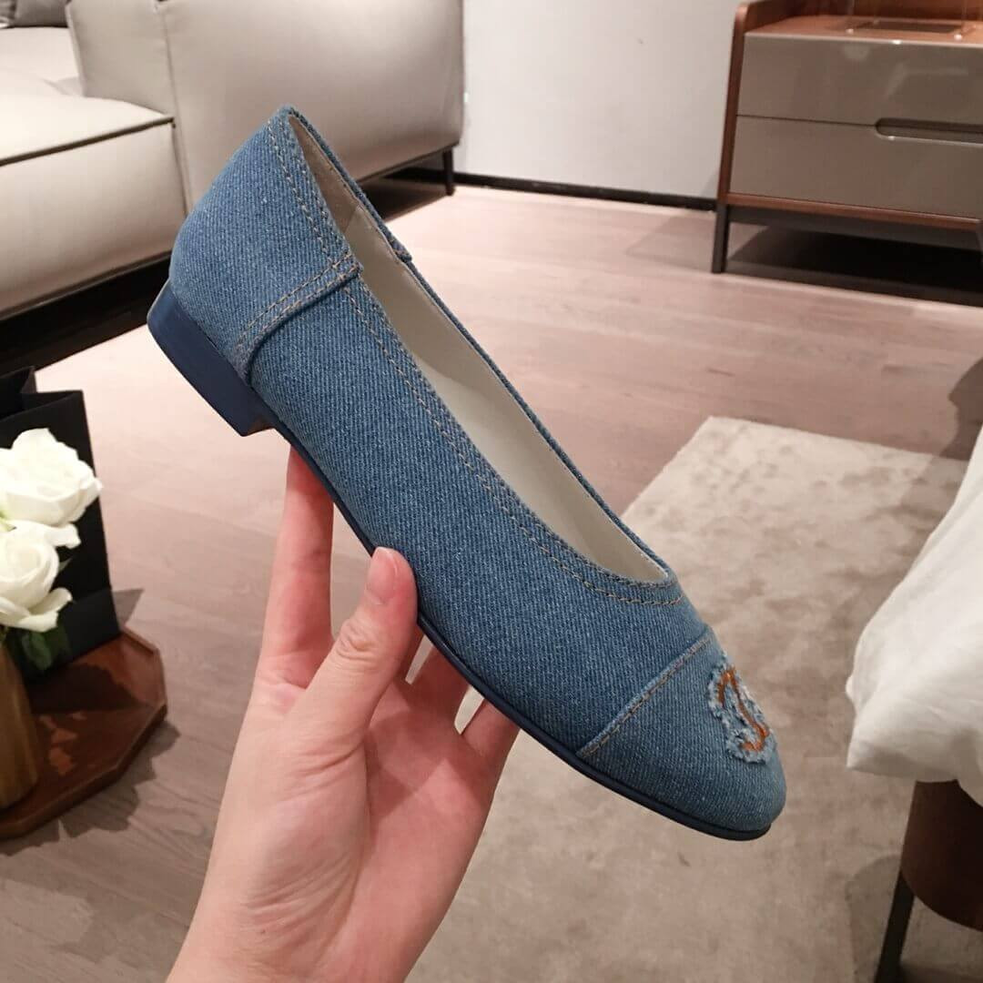 Chanel Denim Logo Ballerinas G35780