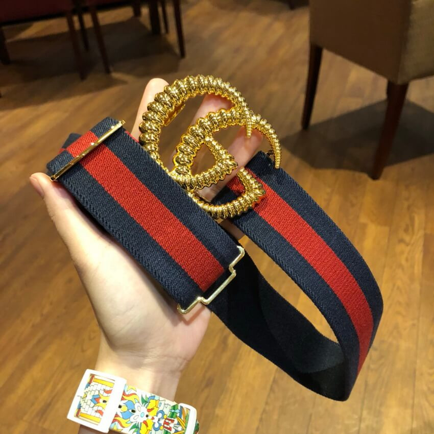 Gucci Web Elastic Belt With Torchon Double G Buckle 524101