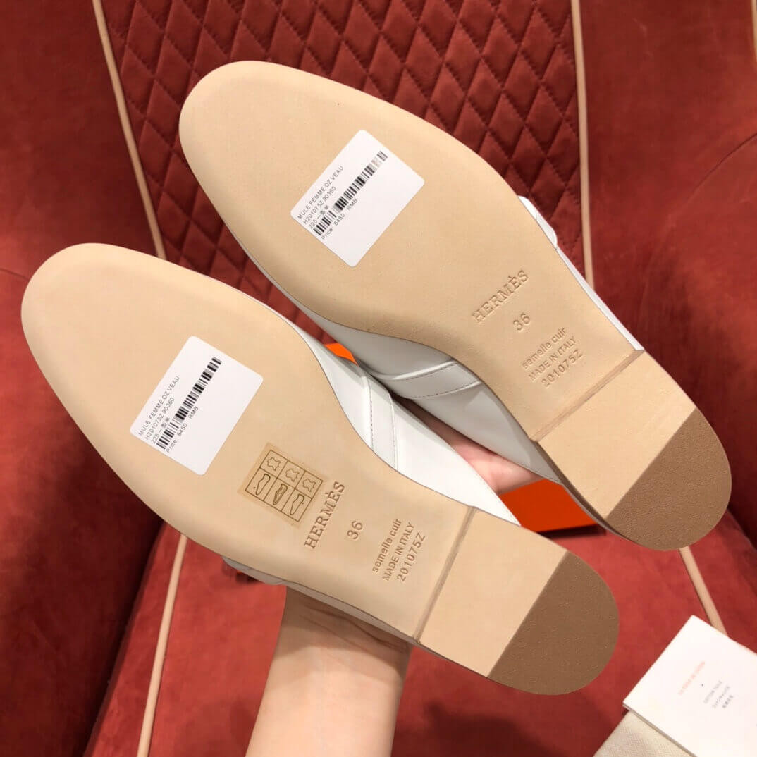 Hermes Oz Mule Palladium Kelly Buckle H191086