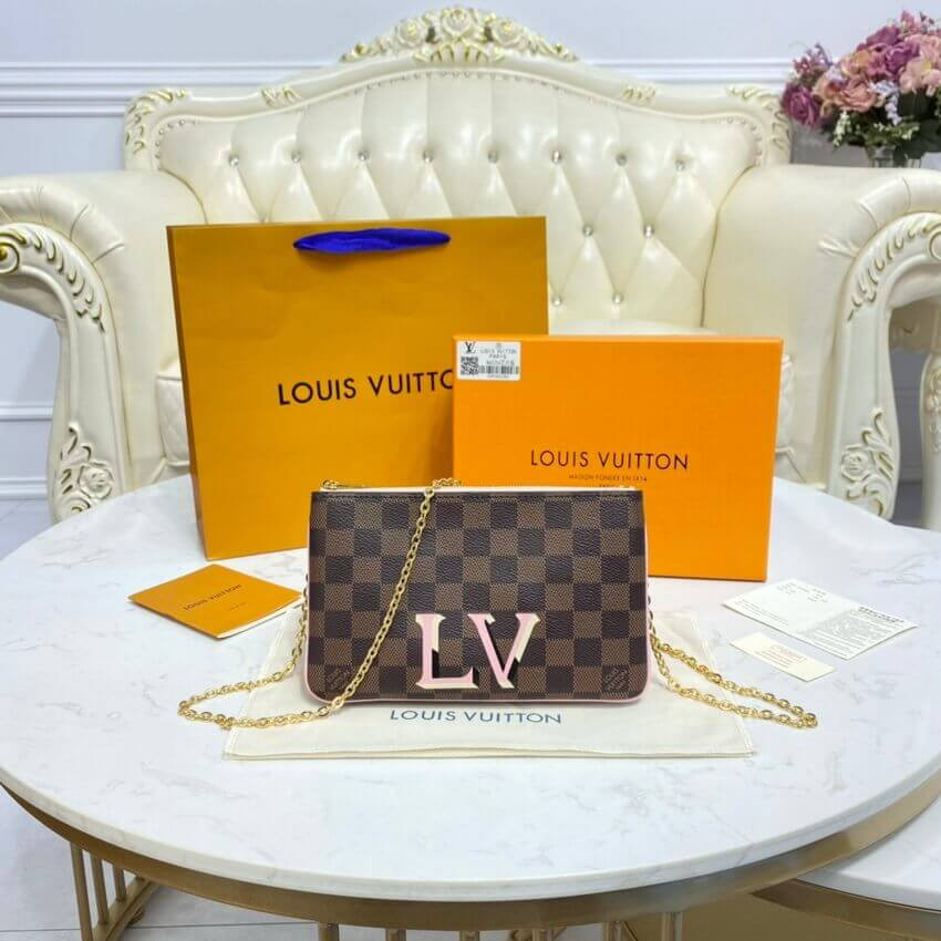 Louis Vuitton Damier Ebene Double Zip Pochette N60254