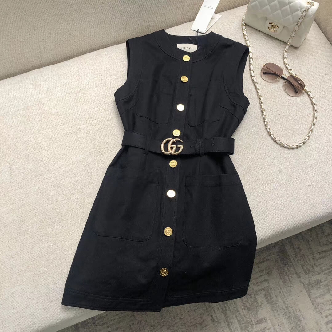 Gucci Cady Silk Wool Vest With Double G 609245