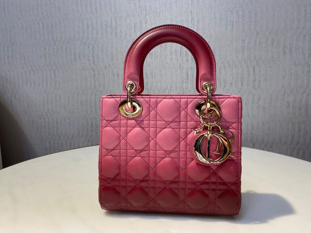 Lady Dior My ABCDior Bag in Strawberry Pink Gradient Cannage Lambskin M0538