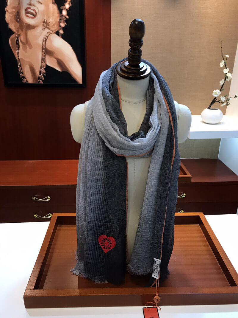 Hermes Silk Scarf with Heart Logo H2201