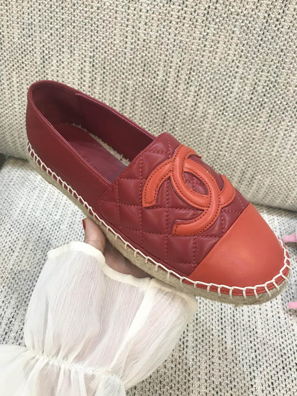 Chanel CC Quilted Espadrilles G29762 Burgundy
