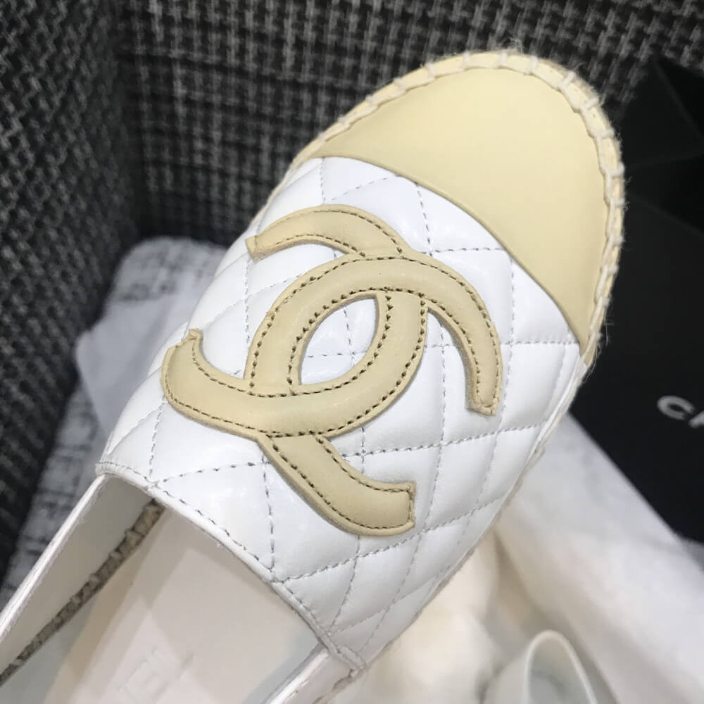 Chanel CC Quilted Espadrilles G29762 White/Beige